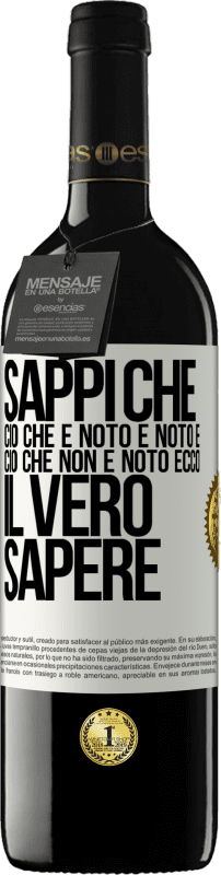 39,95 € Spedizione Gratuita | Vino rosso Edizione RED MBE Riserva Sappi che ciò che è noto è noto e ciò che non è noto ecco il vero sapere Etichetta Bianca. Etichetta personalizzabile Riserva 12 Mesi Raccogliere 2015 Tempranillo