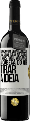 39,95 € Envio grátis | Vinho tinto Edição RED MBE Reserva Quando um empreendedor tem uma ideia na cabeça, é mais fácil arrancar a cabeça do que tirar a ideia Etiqueta Branca. Etiqueta personalizável Reserva 12 Meses Colheita 2015 Tempranillo