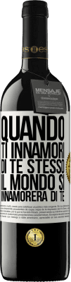 39,95 € Spedizione Gratuita | Vino rosso Edizione RED MBE Riserva Quando ti innamori di te stesso, il mondo si innamorerà di te Etichetta Bianca. Etichetta personalizzabile Riserva 12 Mesi Raccogliere 2015 Tempranillo