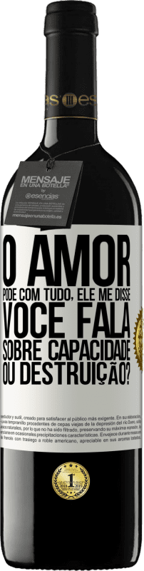 39,95 € Envio grátis | Vinho tinto Edição RED MBE Reserva O amor pode com tudo, ele me disse. Você fala sobre capacidade ou destruição? Etiqueta Branca. Etiqueta personalizável Reserva 12 Meses Colheita 2015 Tempranillo