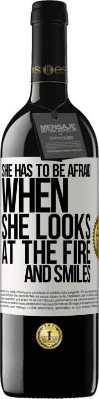 39,95 € Free Shipping | Red Wine RED Edition MBE Reserve She has to be afraid when she looks at the fire and smiles White Label. Customizable label Reserve 12 Months Harvest 2015 Tempranillo