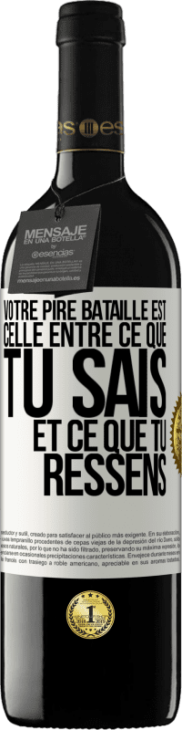 39,95 € Envoi gratuit | Vin rouge Édition RED MBE Réserve Votre pire bataille est celle entre ce que tu sais et ce que tu ressens Étiquette Blanche. Étiquette personnalisable Réserve 12 Mois Récolte 2015 Tempranillo