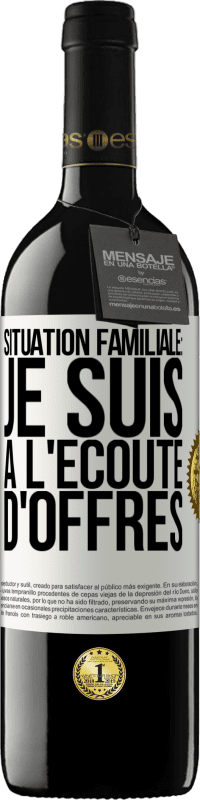 39,95 € Envoi gratuit | Vin rouge Édition RED MBE Réserve Situation familiale: je suis à l'écoute d'offres Étiquette Blanche. Étiquette personnalisable Réserve 12 Mois Récolte 2015 Tempranillo