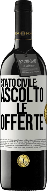 39,95 € Spedizione Gratuita | Vino rosso Edizione RED MBE Riserva Stato civile: ascolto le offerte Etichetta Bianca. Etichetta personalizzabile Riserva 12 Mesi Raccogliere 2015 Tempranillo