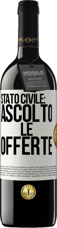 39,95 € Spedizione Gratuita | Vino rosso Edizione RED MBE Riserva Stato civile: ascolto le offerte Etichetta Bianca. Etichetta personalizzabile Riserva 12 Mesi Raccogliere 2016 Tempranillo
