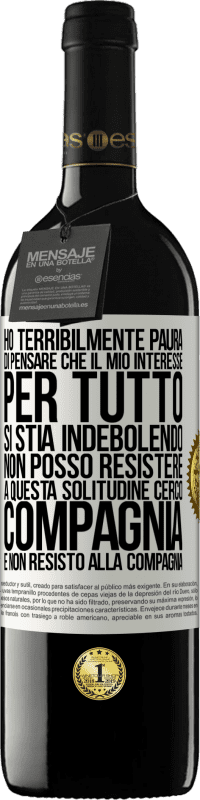 39,95 € Spedizione Gratuita | Vino rosso Edizione RED MBE Riserva Ho terribilmente paura di pensare che il mio interesse per tutto si stia indebolendo. Non posso resistere a questa Etichetta Bianca. Etichetta personalizzabile Riserva 12 Mesi Raccogliere 2014 Tempranillo