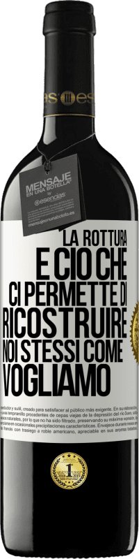 39,95 € Spedizione Gratuita | Vino rosso Edizione RED MBE Riserva La rottura è ciò che ci permette di ricostruire noi stessi come vogliamo Etichetta Bianca. Etichetta personalizzabile Riserva 12 Mesi Raccogliere 2015 Tempranillo