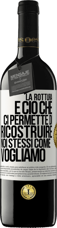 39,95 € Spedizione Gratuita | Vino rosso Edizione RED MBE Riserva La rottura è ciò che ci permette di ricostruire noi stessi come vogliamo Etichetta Bianca. Etichetta personalizzabile Riserva 12 Mesi Raccogliere 2016 Tempranillo