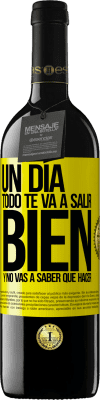 39,95 € Envío gratis | Vino Tinto Edición RED MBE Reserva Un día todo te va a salir bien y no vas a saber qué hacer Etiqueta Amarilla. Etiqueta personalizable Reserva 12 Meses Cosecha 2015 Tempranillo