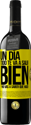 39,95 € Envío gratis | Vino Tinto Edición RED MBE Reserva Un día todo te va a salir bien y no vas a saber qué hacer Etiqueta Amarilla. Etiqueta personalizable Reserva 12 Meses Cosecha 2016 Tempranillo