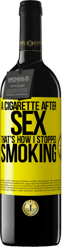 39,95 € 免费送货 | 红酒 RED版 MBE 预订 性交后抽烟。那就是我停止吸烟的方式 黄色标签. 可自定义的标签 预订 12 个月 收成 2016 Tempranillo