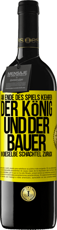 39,95 € Kostenloser Versand | Rotwein RED Ausgabe MBE Reserve Am Ende des Spiels kehren der König und der Bauer in dieselbe Schachtel zurück Gelbes Etikett. Anpassbares Etikett Reserve 12 Monate Ernte 2015 Tempranillo