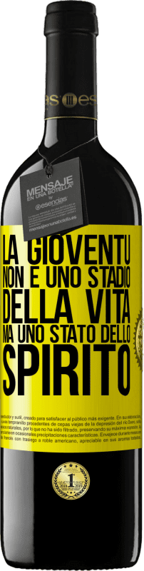 39,95 € Spedizione Gratuita | Vino rosso Edizione RED MBE Riserva La gioventù non è uno stadio della vita, ma uno stato dello spirito Etichetta Gialla. Etichetta personalizzabile Riserva 12 Mesi Raccogliere 2015 Tempranillo