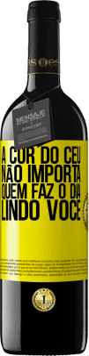 39,95 € Envio grátis | Vinho tinto Edição RED MBE Reserva A cor do céu não importa. Quem faz o dia lindo você Etiqueta Amarela. Etiqueta personalizável Reserva 12 Meses Colheita 2014 Tempranillo