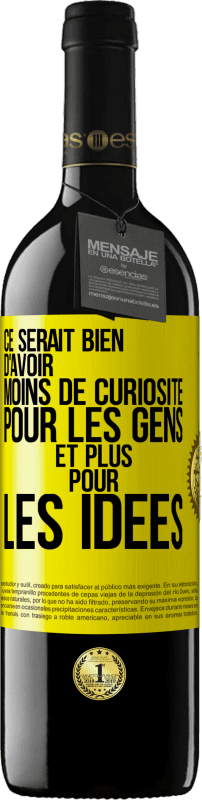 39,95 € Envoi gratuit | Vin rouge Édition RED MBE Réserve Ce serait bien d'avoir moins de curiosité pour les gens et plus pour les idées Étiquette Jaune. Étiquette personnalisable Réserve 12 Mois Récolte 2015 Tempranillo