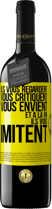 39,95 € Envoi gratuit | Vin rouge Édition RED MBE Réserve Ils vous regardent, vous critiquent vous envient... et à la fin ils vous imitent Étiquette Jaune. Étiquette personnalisable Réserve 12 Mois Récolte 2015 Tempranillo