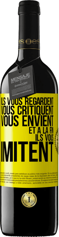 39,95 € Envoi gratuit | Vin rouge Édition RED MBE Réserve Ils vous regardent, vous critiquent vous envient... et à la fin ils vous imitent Étiquette Jaune. Étiquette personnalisable Réserve 12 Mois Récolte 2016 Tempranillo
