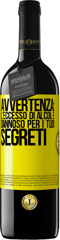 39,95 € Spedizione Gratuita | Vino rosso Edizione RED MBE Riserva Avvertenza: l'eccesso di alcol è dannoso per i tuoi segreti Etichetta Gialla. Etichetta personalizzabile Riserva 12 Mesi Raccogliere 2015 Tempranillo