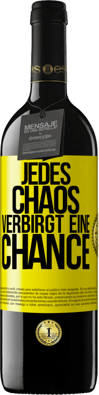 39,95 € Kostenloser Versand | Rotwein RED Ausgabe MBE Reserve Jedes Chaos verbirgt eine Chance Gelbes Etikett. Anpassbares Etikett Reserve 12 Monate Ernte 2016 Tempranillo