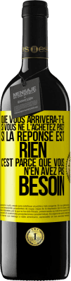 39,95 € Envoi gratuit | Vin rouge Édition RED MBE Réserve Que vous arrivera-t-il si vous ne l'achetez pas? Si la réponse est rien c'est parce que vous n'en avez pas besoin Étiquette Jaune. Étiquette personnalisable Réserve 12 Mois Récolte 2015 Tempranillo