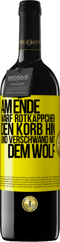 39,95 € Kostenloser Versand | Rotwein RED Ausgabe MBE Reserve Am Ende warf Rotkäppchen den Korb hin und verschwand mit dem Wolf Gelbes Etikett. Anpassbares Etikett Reserve 12 Monate Ernte 2016 Tempranillo