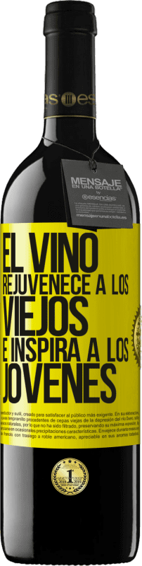 39,95 € Envío gratis | Vino Tinto Edición RED MBE Reserva El vino rejuvenece a los viejos e inspira a los jóvenes Etiqueta Amarilla. Etiqueta personalizable Reserva 12 Meses Cosecha 2014 Tempranillo