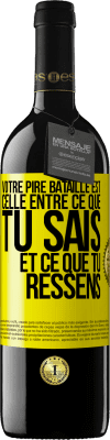 39,95 € Envoi gratuit | Vin rouge Édition RED MBE Réserve Votre pire bataille est celle entre ce que tu sais et ce que tu ressens Étiquette Jaune. Étiquette personnalisable Réserve 12 Mois Récolte 2014 Tempranillo