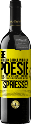 39,95 € Kostenloser Versand | Rotwein RED Ausgabe MBE Reserve Sie hat Rock & Roll in ihr und Poesie auf ihre Lippen. Sie lächelt dich nicht an, sie wirft Kugeln auf dich und du stirbst so sc Gelbes Etikett. Anpassbares Etikett Reserve 12 Monate Ernte 2015 Tempranillo