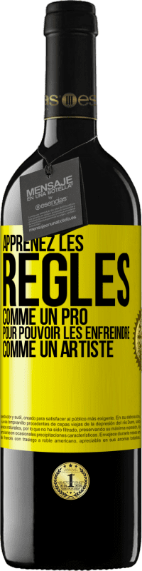 39,95 € Envoi gratuit | Vin rouge Édition RED MBE Réserve Apprenez les règles comme un pro pour pouvoir les enfreindre comme un artiste Étiquette Jaune. Étiquette personnalisable Réserve 12 Mois Récolte 2015 Tempranillo