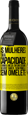 39,95 € Envio grátis | Vinho tinto Edição RED MBE Reserva As mulheres têm a capacidade de virar a mesa em um segundo. Sem você saber, sem panela e sem omelete Etiqueta Amarela. Etiqueta personalizável Reserva 12 Meses Colheita 2016 Tempranillo
