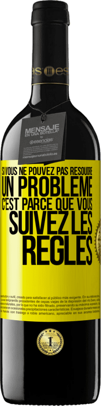 39,95 € Envoi gratuit | Vin rouge Édition RED MBE Réserve Si vous ne pouvez pas résoudre un problème, c'est parce que vous suivez les règles Étiquette Jaune. Étiquette personnalisable Réserve 12 Mois Récolte 2014 Tempranillo