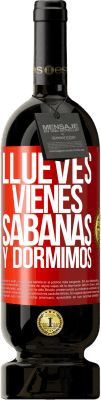 49,95 € 免费送货 | 红酒 高级版 MBS® 预订 Llueves, vienes, sábanas y dormimos 红色标签. 可自定义的标签 预订 12 个月 收成 2016 Tempranillo