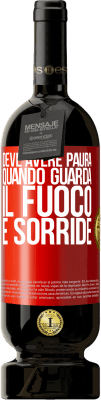 49,95 € Spedizione Gratuita | Vino rosso Edizione Premium MBS® Riserva Deve avere paura quando guarda il fuoco e sorride Etichetta Rossa. Etichetta personalizzabile Riserva 12 Mesi Raccogliere 2016 Tempranillo