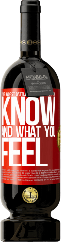 49,95 € 免费送货 | 红酒 高级版 MBS® 预订 您最艰难的战斗是在所知与所感之间 红色标签. 可自定义的标签 预订 12 个月 收成 2016 Tempranillo
