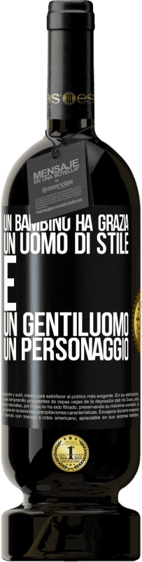 49,95 € Spedizione Gratuita | Vino rosso Edizione Premium MBS® Riserva Un bambino ha grazia, un uomo di stile e un gentiluomo, un personaggio Etichetta Nera. Etichetta personalizzabile Riserva 12 Mesi Raccogliere 2015 Tempranillo