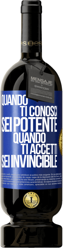 49,95 € Spedizione Gratuita | Vino rosso Edizione Premium MBS® Riserva Quando ti conosci, sei potente. Quando ti accetti, sei invincibile Etichetta Blu. Etichetta personalizzabile Riserva 12 Mesi Raccogliere 2016 Tempranillo