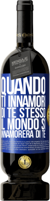 49,95 € Spedizione Gratuita | Vino rosso Edizione Premium MBS® Riserva Quando ti innamori di te stesso, il mondo si innamorerà di te Etichetta Blu. Etichetta personalizzabile Riserva 12 Mesi Raccogliere 2016 Tempranillo