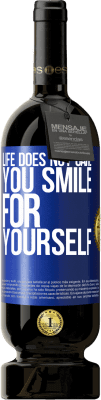49,95 € 送料無料 | 赤ワイン プレミアム版 MBS® 予約する 人生は気にしない、あなたは自分のために笑う 青いタグ. カスタマイズ可能なラベル 予約する 12 月 収穫 2016 Tempranillo