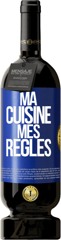 49,95 € Envoi gratuit | Vin rouge Édition Premium MBS® Réserve Ma cuisine, mes règles Étiquette Bleue. Étiquette personnalisable Réserve 12 Mois Récolte 2014 Tempranillo