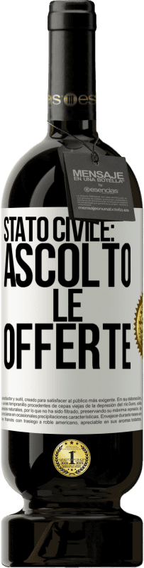 49,95 € Spedizione Gratuita | Vino rosso Edizione Premium MBS® Riserva Stato civile: ascolto le offerte Etichetta Bianca. Etichetta personalizzabile Riserva 12 Mesi Raccogliere 2014 Tempranillo