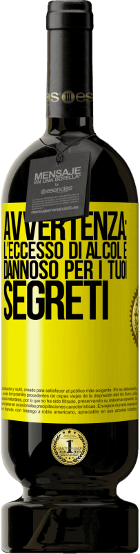 49,95 € Spedizione Gratuita | Vino rosso Edizione Premium MBS® Riserva Avvertenza: l'eccesso di alcol è dannoso per i tuoi segreti Etichetta Gialla. Etichetta personalizzabile Riserva 12 Mesi Raccogliere 2015 Tempranillo