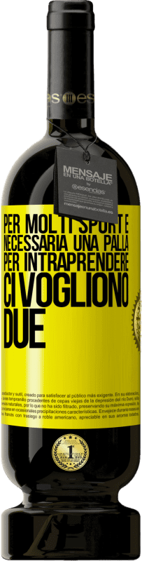 49,95 € Spedizione Gratuita | Vino rosso Edizione Premium MBS® Riserva Per molti sport è necessaria una palla. Per intraprendere, ci vogliono due Etichetta Gialla. Etichetta personalizzabile Riserva 12 Mesi Raccogliere 2015 Tempranillo