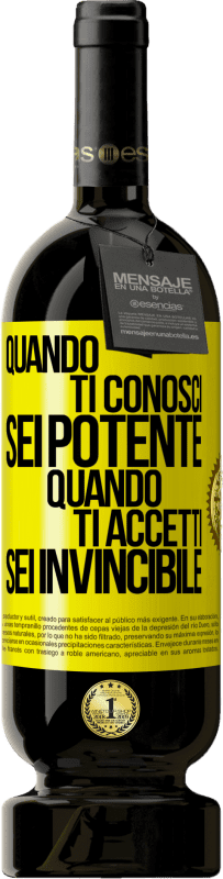 49,95 € Spedizione Gratuita | Vino rosso Edizione Premium MBS® Riserva Quando ti conosci, sei potente. Quando ti accetti, sei invincibile Etichetta Gialla. Etichetta personalizzabile Riserva 12 Mesi Raccogliere 2015 Tempranillo