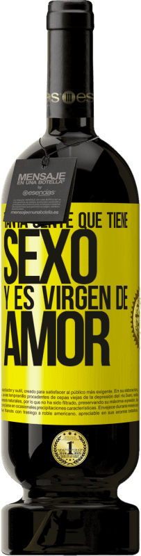 49,95 € Envío gratis | Vino Tinto Edición Premium MBS® Reserva Tanta gente que tiene sexo y es virgen de amor Etiqueta Amarilla. Etiqueta personalizable Reserva 12 Meses Cosecha 2016 Tempranillo