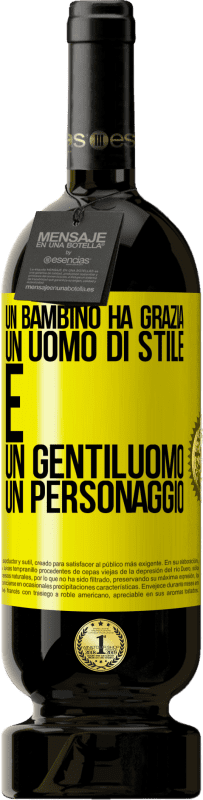 49,95 € Spedizione Gratuita | Vino rosso Edizione Premium MBS® Riserva Un bambino ha grazia, un uomo di stile e un gentiluomo, un personaggio Etichetta Gialla. Etichetta personalizzabile Riserva 12 Mesi Raccogliere 2015 Tempranillo