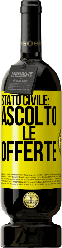 49,95 € Spedizione Gratuita | Vino rosso Edizione Premium MBS® Riserva Stato civile: ascolto le offerte Etichetta Gialla. Etichetta personalizzabile Riserva 12 Mesi Raccogliere 2015 Tempranillo