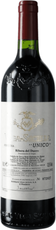 1 252,95 € 免费送货 | 红葡萄酒 Vega Sicilia Único 特级珍藏 1998 D.O. Ribera del Duero 卡斯蒂利亚莱昂 西班牙 Cabernet Sauvignon — 赤霞珠, Tinta — 蒂塔 75 cl