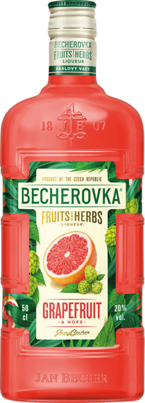 26,95 € Envio grátis | Licor de Ervas Becherovka República Checa Garrafa Medium 50 cl Hops — Lúpulo, Grapefruit — Toranja