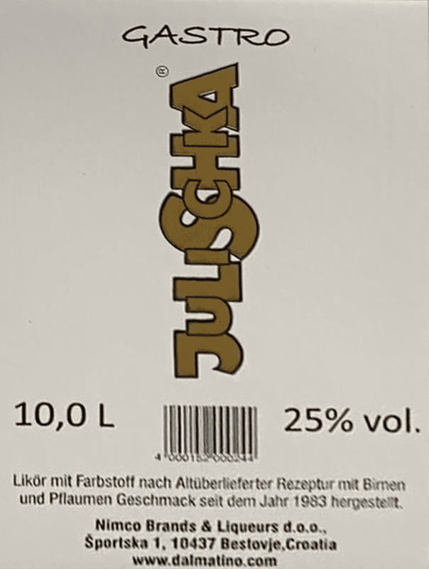 291,95 € Envío gratis | Licores Nimco Julischka Gastro Croacia Garrafa 10 L