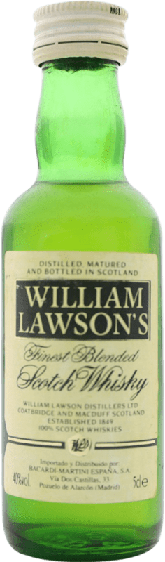 6,95 € Envio grátis | Whisky Blended William Lawson's Reino Unido Garrafinha Miniatura 5 cl